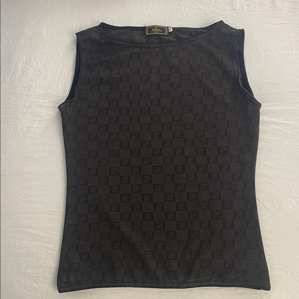 Fendi Monogram Black Tank Top